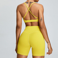 Lcool nouveau Style Sexy fines bretelles sport soutien-gorge bout à bout Shorts deux pièces Gym Yoga ensemble costume femmes entraînement Fitness vêtements actifs
