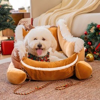 Lit pour animaux de compagnie ZOZOOY, édition limitée de Noël, amovible, lavable, en peluche chaude pour l'hiver, pour chiens et chats, avec motif flocon de neige