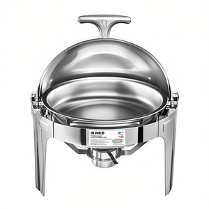 Calentador de alimentos redondo de acero inoxidable Db 6L con tapa enrollable para catering y parrilladas al aire libre - Product Image 1