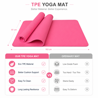 Tapis de yoga écologique 183x61cm 6mm TPE haute résilience, rembourré, antidérapant, résistant à l'usure, personnalisable pour hommes, femmes, salle de sport à domicile
