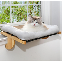 Perchoir de fenêtre pour chat Hamac de fenêtre pour chat Seuil de fenêtre réglable Perchoir pour chat avec bois dur et coussin moelleux