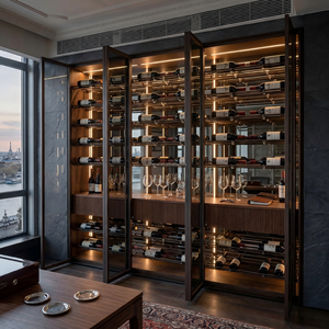 Étagères à vin modulaires de style italien, minimalistes, modernes et luxueuses, du sol au plafond, avec éclairage LED pour bar, hôtel, maison, cave, villa - Product Image 1