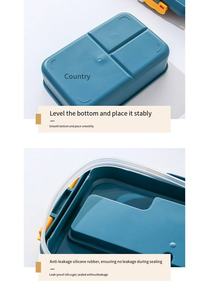 Boîte à lunch en paille de blé au micro-ondes avec cuillère et baguettes avec couvercle en plastique - Product Image 4