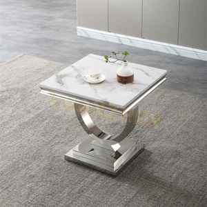 Đồ Nội Thất Phòng Khách Bằng Đá Cẩm Thạch Màu Đen Đá Kính Bên Bảng Nhỏ Bên Bảng Sang Trọng Vàng Thép Không Gỉ Bên Bảng - Product Image 4