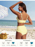 Europese Russische stijl hoge taille bikini V-hals geruite gingham badpak 2-delig zwempak groothandel OEM custom bikini