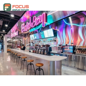 Illuminated Coffee Display Cabinet Oak Grain Finish Coffee Bag Display Area Roastery Display Cabinet - Product Image 2