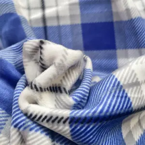 Полиэстер клетчатая ткань с принтом для дивана домашний текстиль скатерть игрушечная Ткань Синяя бархатная ткань с принтом