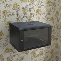 Armoire réseau murale de 19 pouces (450 mm de profondeur) pour mini-rack de serveur, 4U-6U-9U-12U-15U-18U emplacements, porte en verre trempé, finition poudrée