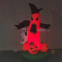 Citrouille géante gonflable d'Halloween avec fantômes et lumières LED, résistante à l'eau et au soleil, 6-8 pieds, installation facile, décoration extérieure pour fêtes et événements