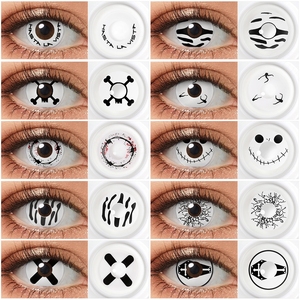 Pseyeche Crazy Kính áp tròng Hàn Quốc chất liệu Đảng ống kính Mô hình màu đen màu mềm liên lạc hàng năm Halloween Kính áp tròng mắt - Product Image 1