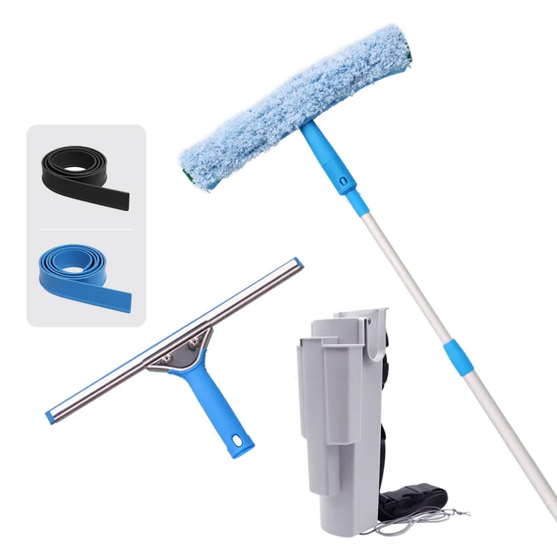 Herramientas y kits de limpieza profesional de ventanas, escobilla de microfibra para lavado de vidrio y ventanas, escurridor con poste de extensión