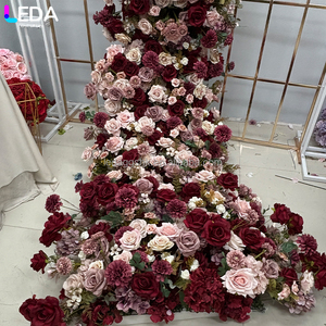 Decoración LEDA para Eventos y Fiestas, Camino de Mesa de Flores Rosadas Hecho a Mano, Fondo de Flores Largo para Bodas - Product Image 4