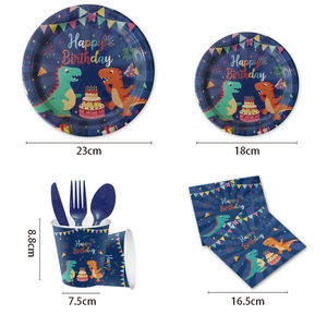Ensemble de fête d'<span class=keywords><strong>anniversaire</strong></span> sur le thème des dinosaures bricolage dessin animé <span class=keywords><strong>dinosaure</strong></span> Dino bannière assiettes ensembles de <span class=keywords><strong>nappe</strong></span> fournitures de fête d'<span class=keywords><strong>anniversaire</strong></span> pour enfants - Product Image 3