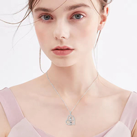 Joyería fina plata esterlina 925 circón Corazón y dos lindo mono colgante collar