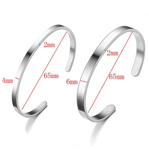 ファッションステンレススチールオープンカフバングル 男女兼用 18Kゴールドメッキ ミニマリスト 4mm 5mm 6mm カスタム刻印ブレスレット ジュエリーギフト - Product Image 5