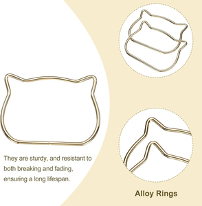 Accessoires de poignée de sac à main en métal avec design trapezoïdal tête de chat et demi-anneau de traction rond - Product Image 4
