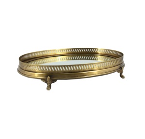 Nouveau Design Plateau de Service pour le Stockage de Noël Plateau à Miroir en Métal de Forme Personnalisée Fer Plaqué Or avec Poignée en Verre - Product Image 3