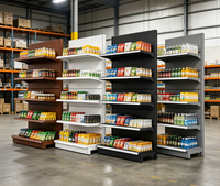 Étagère Gondole Commerciale à 6 Niveaux en Fer, Réglable, Capacité 100 kg, Noir et Blanc, pour Papeterie, Pharmacie, Librairie