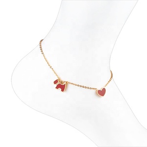 Cadena de pie impermeable al por mayor cadena de oro tobillo oro en forma de corazón <span class=keywords><strong>perro</strong></span> encanto mujeres <span class=keywords><strong>tobillera</strong></span> - Product Image 4