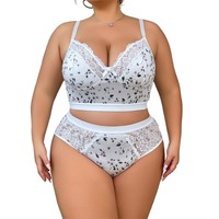 Ensemble soutien-gorge push-up et culotte SMOOTH grande taille à imprimé feuilles, lingerie fine et ajustable pour femmes à forte poitrine, sous-vêtements à couvrance complète