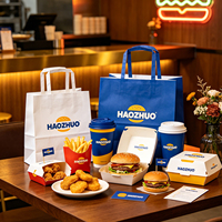 Ensemble d'emballages pour restauration rapide personnalisés : boîte à burger, porte-frites, gobelet à café, sac en papier de marque pour solution de vente à emporter en restaurant