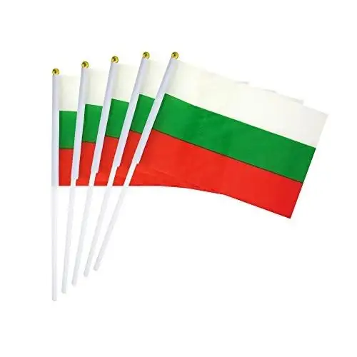 ธงโบกธง100% ขนาดเล็ก14*21ซม. ธงบัลแกเรียสีขาวสีเขียวแดง