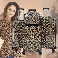 Bagage à roulettes unisexe sexy motif léopard avec fermeture à glissière rotative à 360 degrés ABS + PC