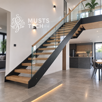 Escalier à double poutre moderne de luxe, sur mesure, fabrication directe usine