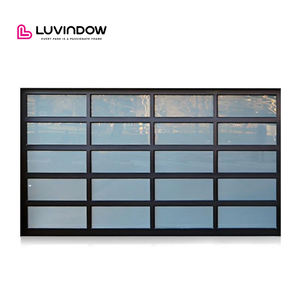 باب مرآب زجاجي أسود حديث للمنازل من الألومنيوم مع تحكم أوتوماتيكي وحركة انزلاق عمودية بسعر منخفض للفلل، زجاج أسود/مصقول - Product Image 1