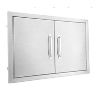 Pintu Akses Kabinet Dapur Luar Ruangan Promosi Guanbai dari Baja Tahan Karat dengan Panel Pintu Kayu Solid untuk BBQ dan Ukuran yang Dapat Disesuaikan.