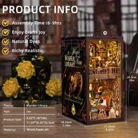 Magic Time Library - Cabina de Bricolaje, Soporte para Libros, Adornos de Juguete, Modelo Artesanal para Armar, Bloques de Construcción de Casitas, Regalo de Madera para Mayores de 14 Años