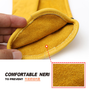 Gants isolés en cuir jaunes résistants à la chaleur pour le soudage, le barbecue en plein air, le camping, le cyclisme, gants de protection pour adultes - Product Image 1