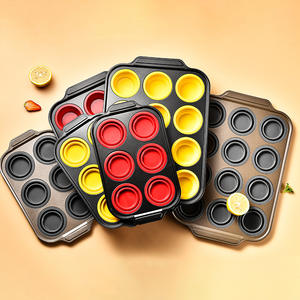 Nuevo molde desechable de acero al carbono de 12 agujeros tipo prensa para hornear Metal huevo tarta y pastel molde de 6 agujeros para horno - Product Image 1