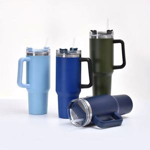 Gobelet isotherme personnalisé en acier inoxydable de 40 oz pour sublimation, avec poignée et paille, options colorées, vente en gros - Product Image 5