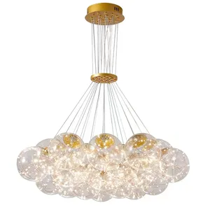 Lámpara colgante de techo con bola de cristal, luz nórdica, creativa, minimalista, de oro, para dormitorio, restaurante, 2022