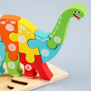 어린이 동물 고래 공룡 장난감 어린이를위한 3D 나무 퍼즐 조기 시작