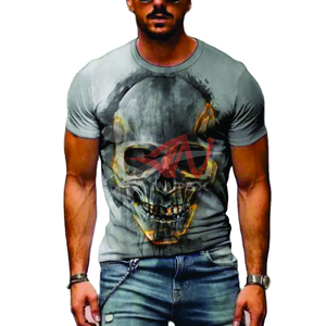 Oferta de Verano: Camiseta Casual con Estampado Integral de Calaveras, Alta Calidad, Venta al Por Mayor, Corte Holgado, 180 Gramos, Tejido 100% Poliéster - Product Image 1