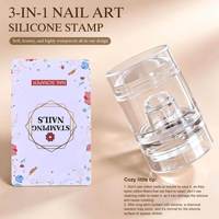 Kit de tamponnage pour nail art 3-en-1 en silicone transparent avec plaque de tamponnage et racloir à ongles – Outil de manucure DIY