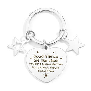 Porte-clés Uionen Star Accessories avec pendentif en forme de cœur en acier inoxydable gravé au laser - Product Image 5