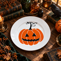 Assiettes de présentation en plastique texturées Citrouille d'Halloween 13 pouces, imprimées UV, modernes, élégantes, brillantes, vente en gros pour table de fête d'automne
