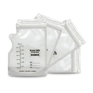 30pcs 8oz Customised Pre-Sterilized Breast Milk Storage Bags Bpa Free Double Zipper Seal Plastic Bags For Freezing Breastmilk