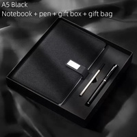 Carnet de notes personnalisé A5 en cuir PU, journal d'affaires, clé USB avec boîte cadeau, sac cadeau, coffret cadeau d'entreprise pour employés