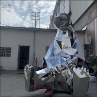 Escultura de Metal Personalizada de Oso Sentado en Acero Inoxidable 304/316 con Acabado Espejo Moderno para Decoración Artística de Jardín o Plaza al Aire Libre