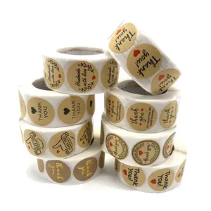 500pcs/roll Redondo Obrigado Para Suporte Selo Labes Craft Paper Sticker