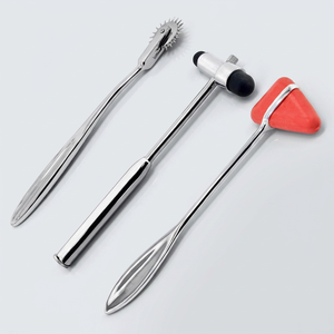 Marteau neurologique orthopédique standard portable pour tests sensoriels en neurologie, comprenant un rouelette de Babinski et un marteau de réflexe de Taylor, ensemble de 3 pièces - Product Image 1