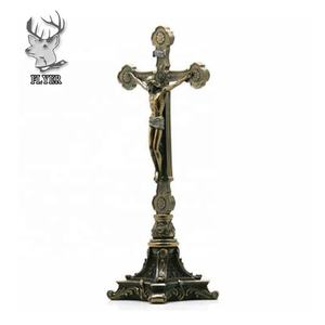 Escultura de Metal de latón fundido, escultura de Cruz de crucifijo de Jesús de pie para regalos religiosos - Product Image 6