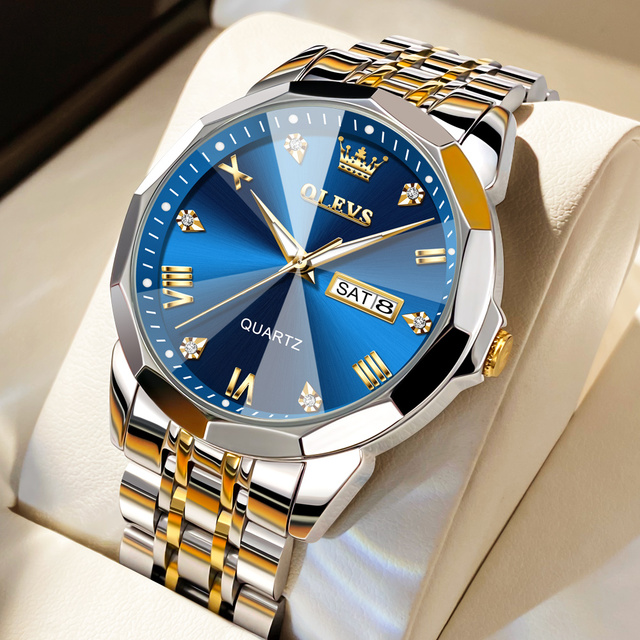 Olevs 9931 Fashion Mens Minimalist Blue Quartz Watches Wrist Casual Stainless Steel Calendar Waterproof Men Watch Luminous Reloj