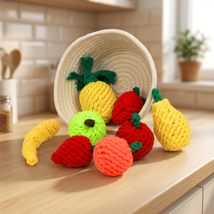 Jouets en Corde Artisanaux Fruity Delights avec Fibres de Coton Recyclées - Durables et Amusants, Style Cartoon pour Animaux de Compagnie - Product Image 3