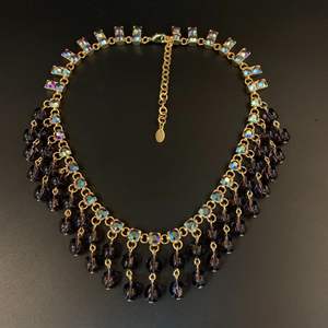 高級ヴィンテージパープルガラス電気メッキ銅金メッキフリンジドロップネックレスブライダルウェディングセット女性のファッショナブルなジュエリー - Product Image 5