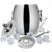 Seau à glace XINGWANG moderne en acier inoxydable, forme ronde, poli miroir, 1L/2L, avec double poignée pour bar/KTV